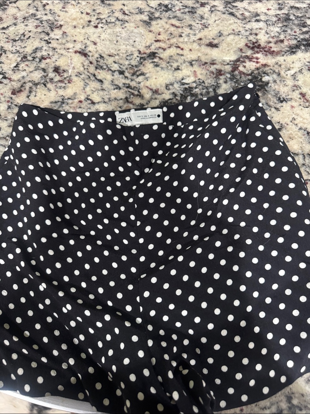 Zara Black and White Polka Dot Skater Skirt